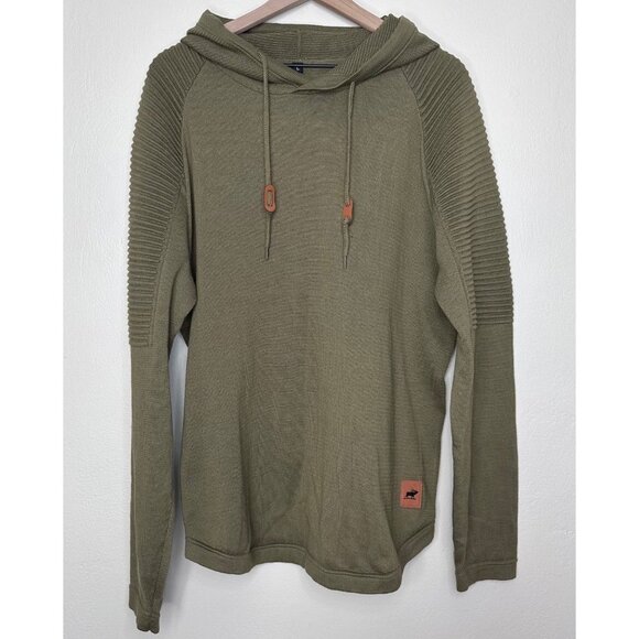 Casual Hooded Pullover Slim Knit Long Sleeve Men's Sweater Large Green - Picture 1 of 9